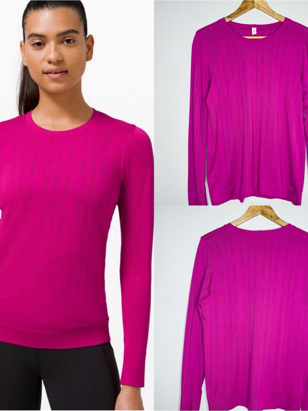 Lululemon Swiftly Breathe Long Sleeve *Fetching Lines Ripened Raspberry